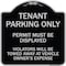 Signmission Tenant Parking Display Permit Violators Towed Owner Expense Alum Sign, 18" L, 18" H, BS-1818-22826 A-DES-BS-1818-22826 - alternate 1